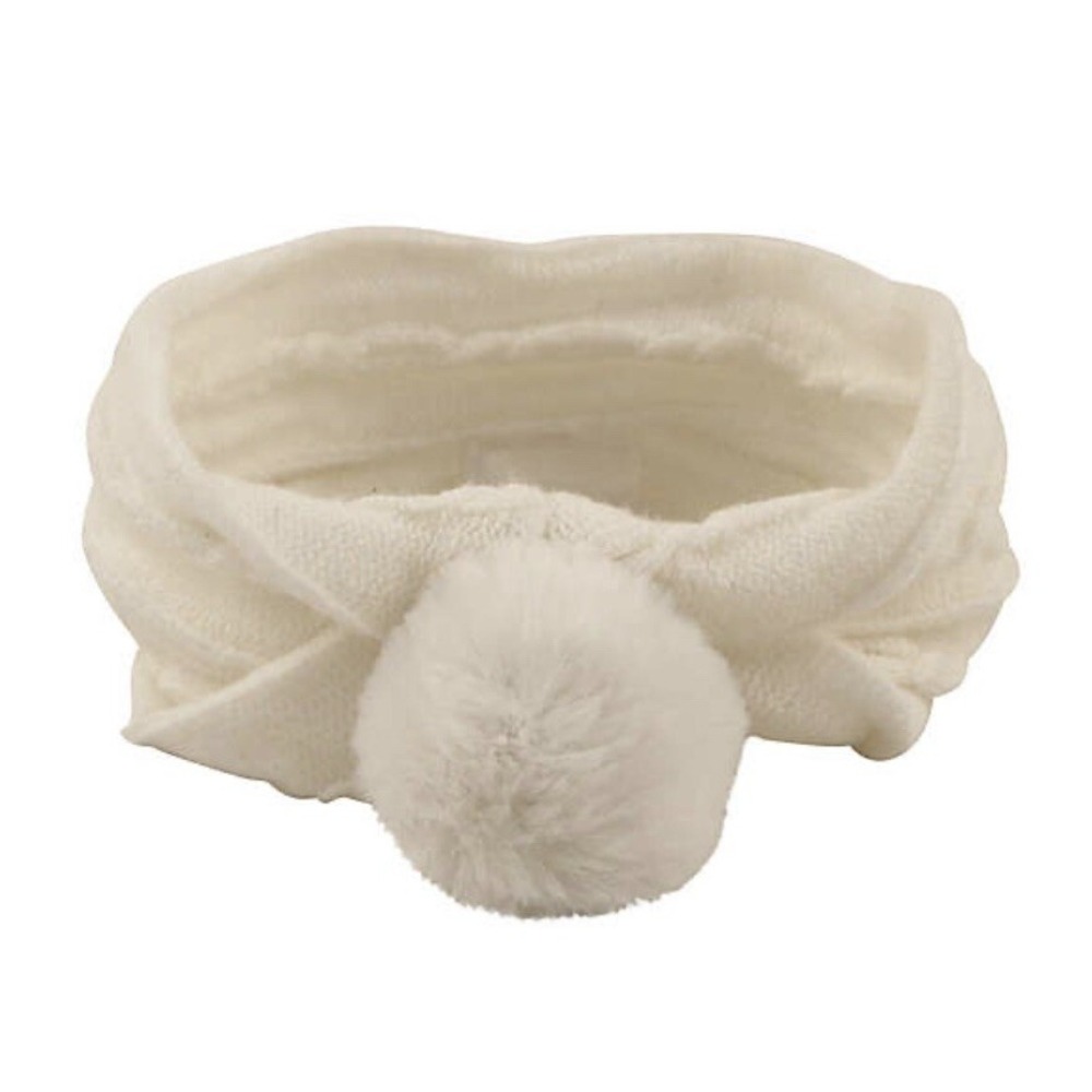 Addie & Tate Toddler Faux Fur Pom Cable Headband Ivory New with Tags Soft Sweet
